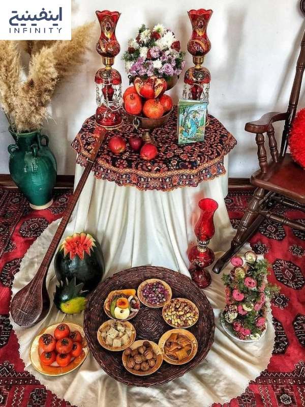 تزیین سفره شب یلدا سنتی