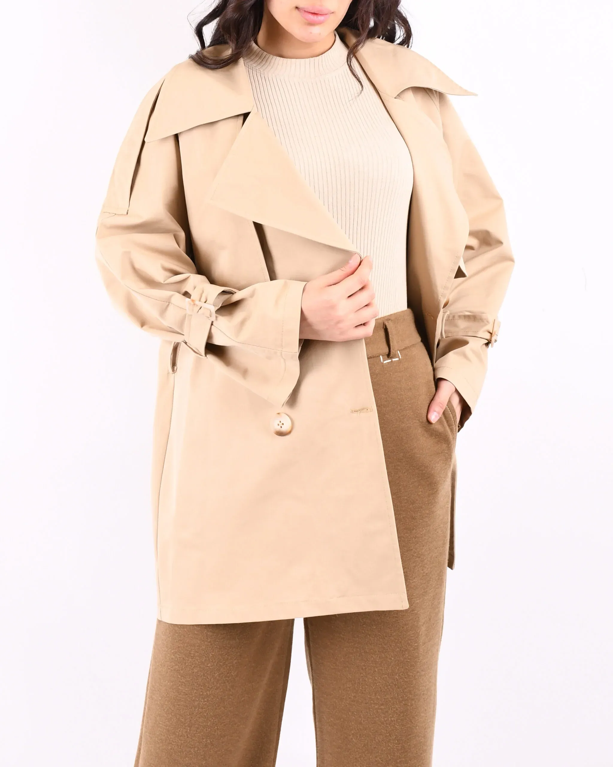 ترنچ کت ماوی L0057