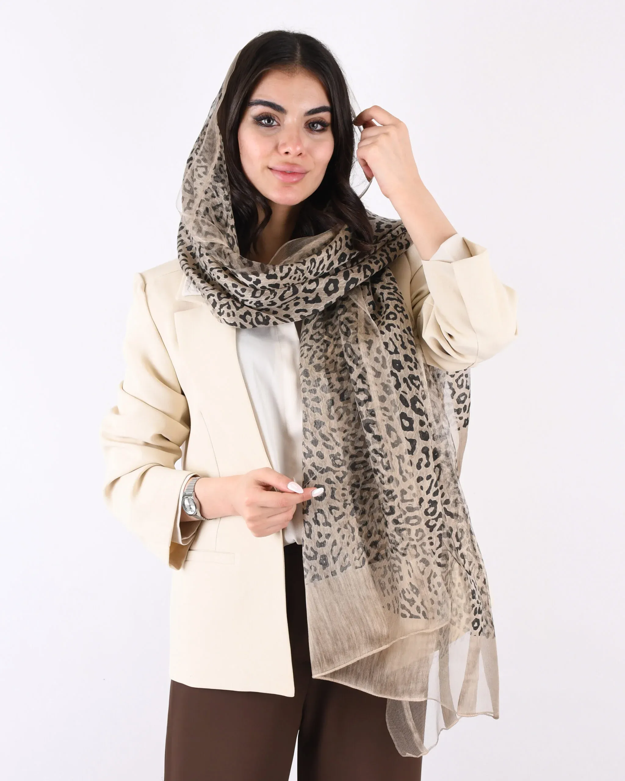 شال ابریشم تافته پلنگی S00881