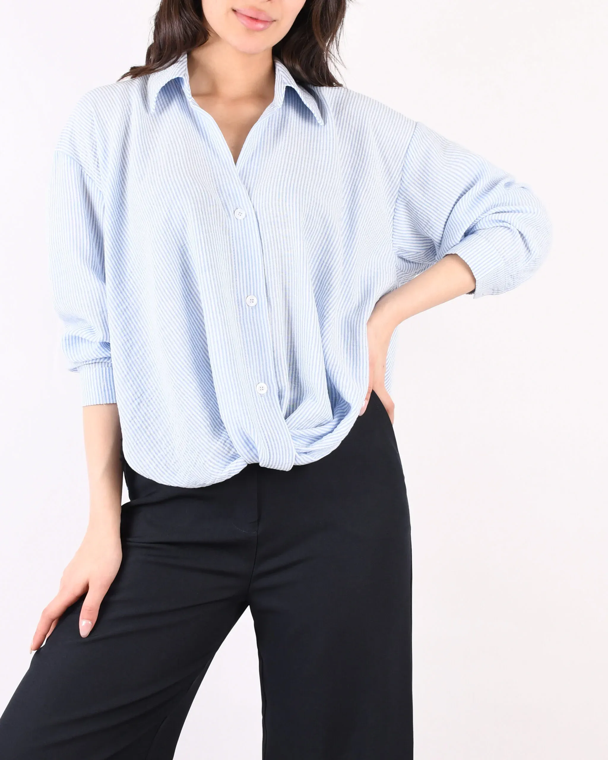 شومیز گره ای راه راه G0041