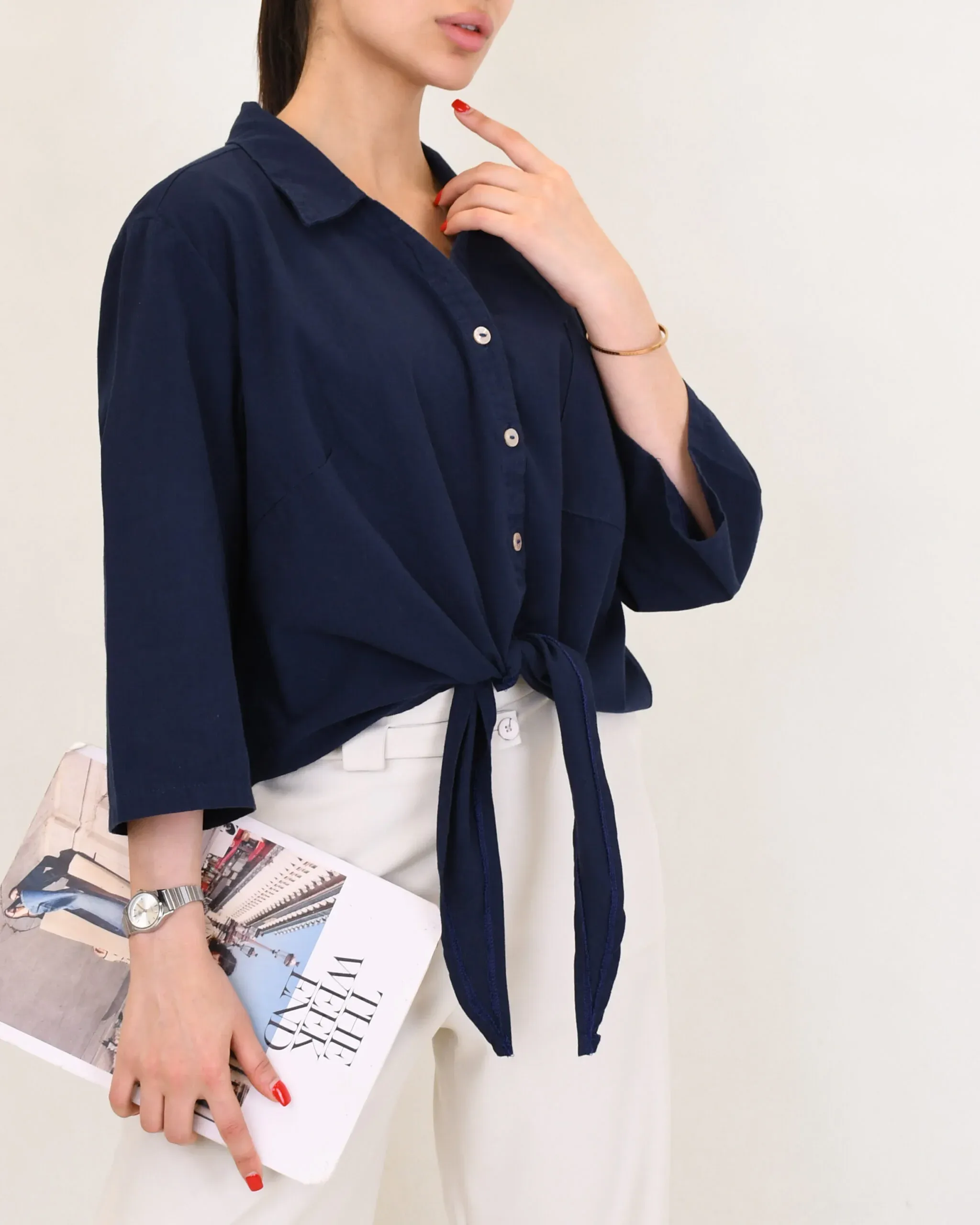 شومیز جلو گره لینن G00475