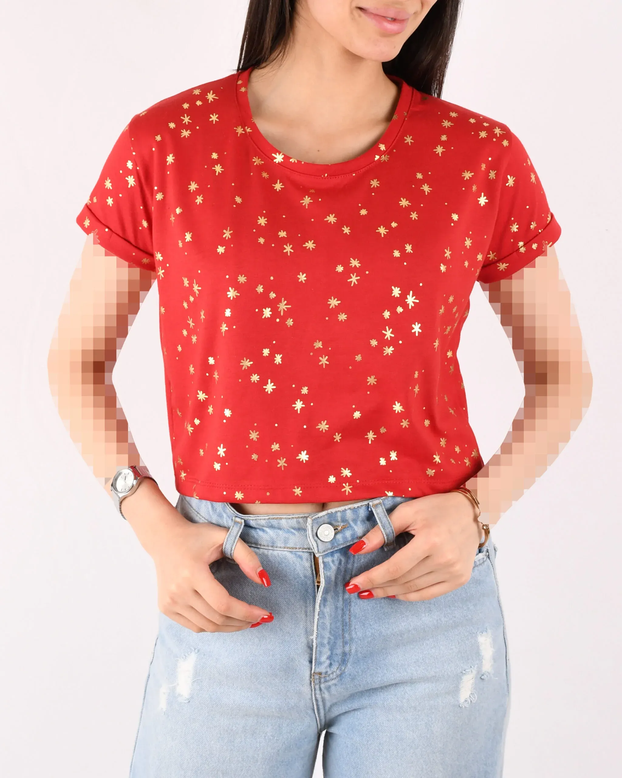 تیشرت کراپ طرحدار G00495