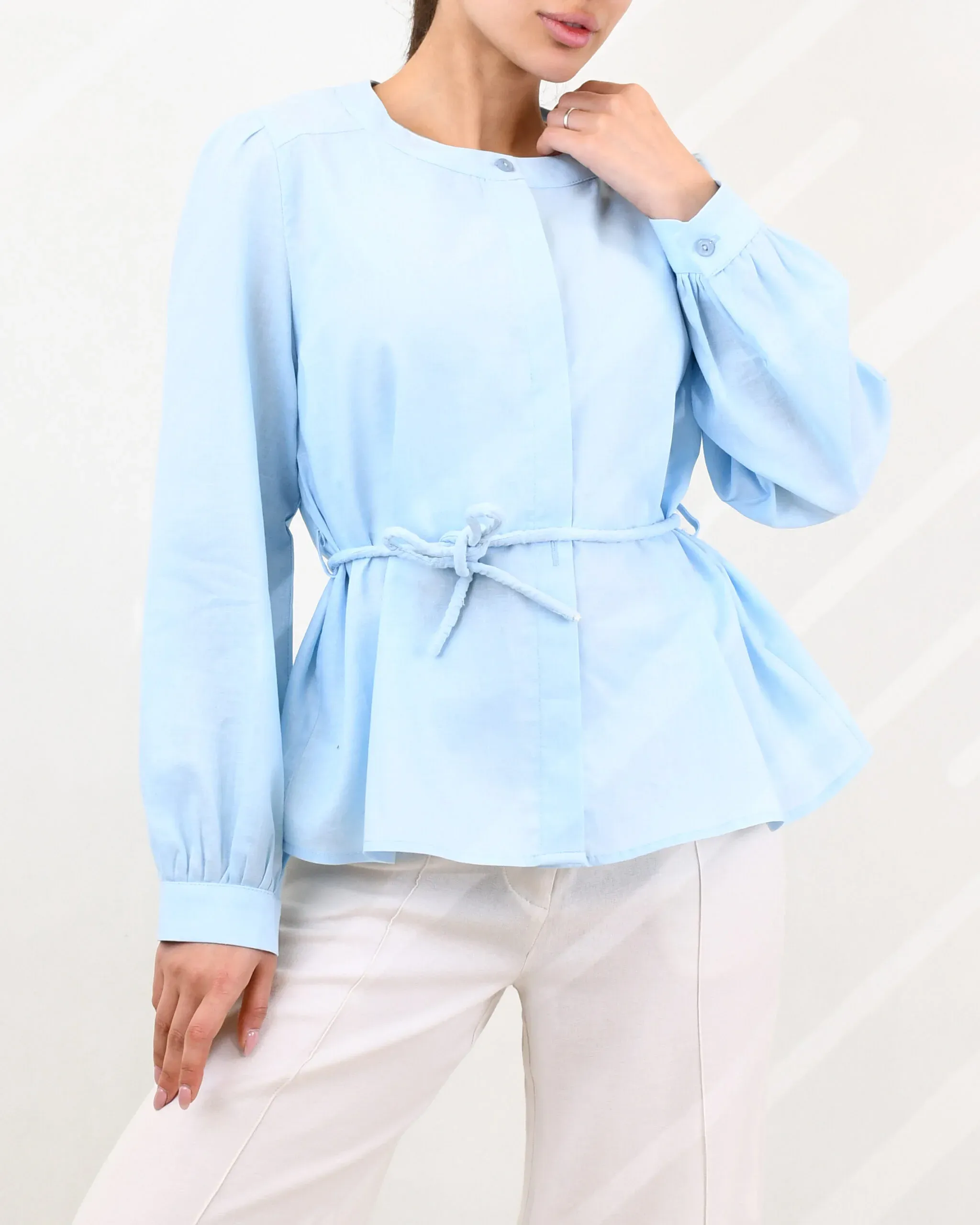 شومیز کمربندی رز W00156
