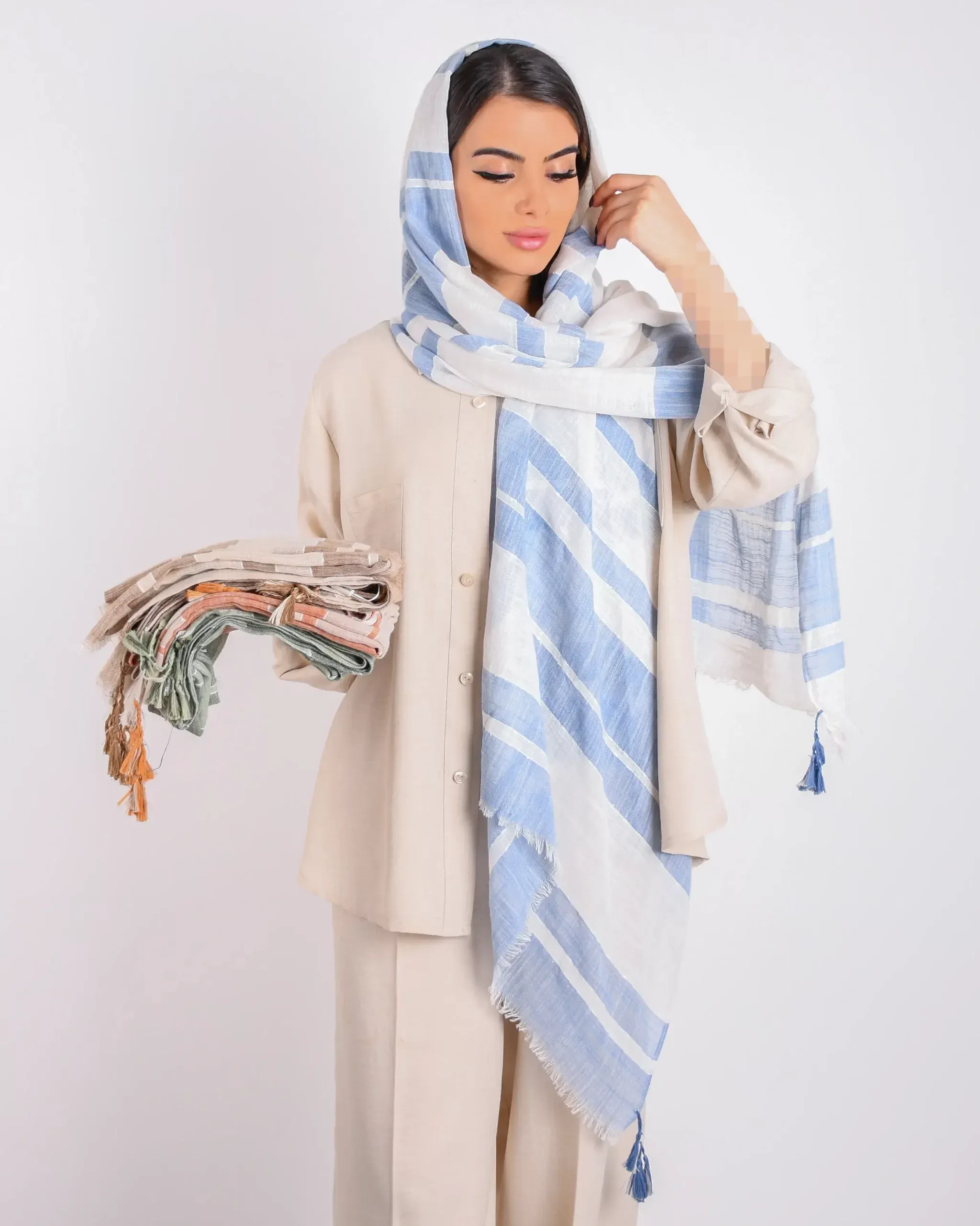 شال لینن راه راه S00213