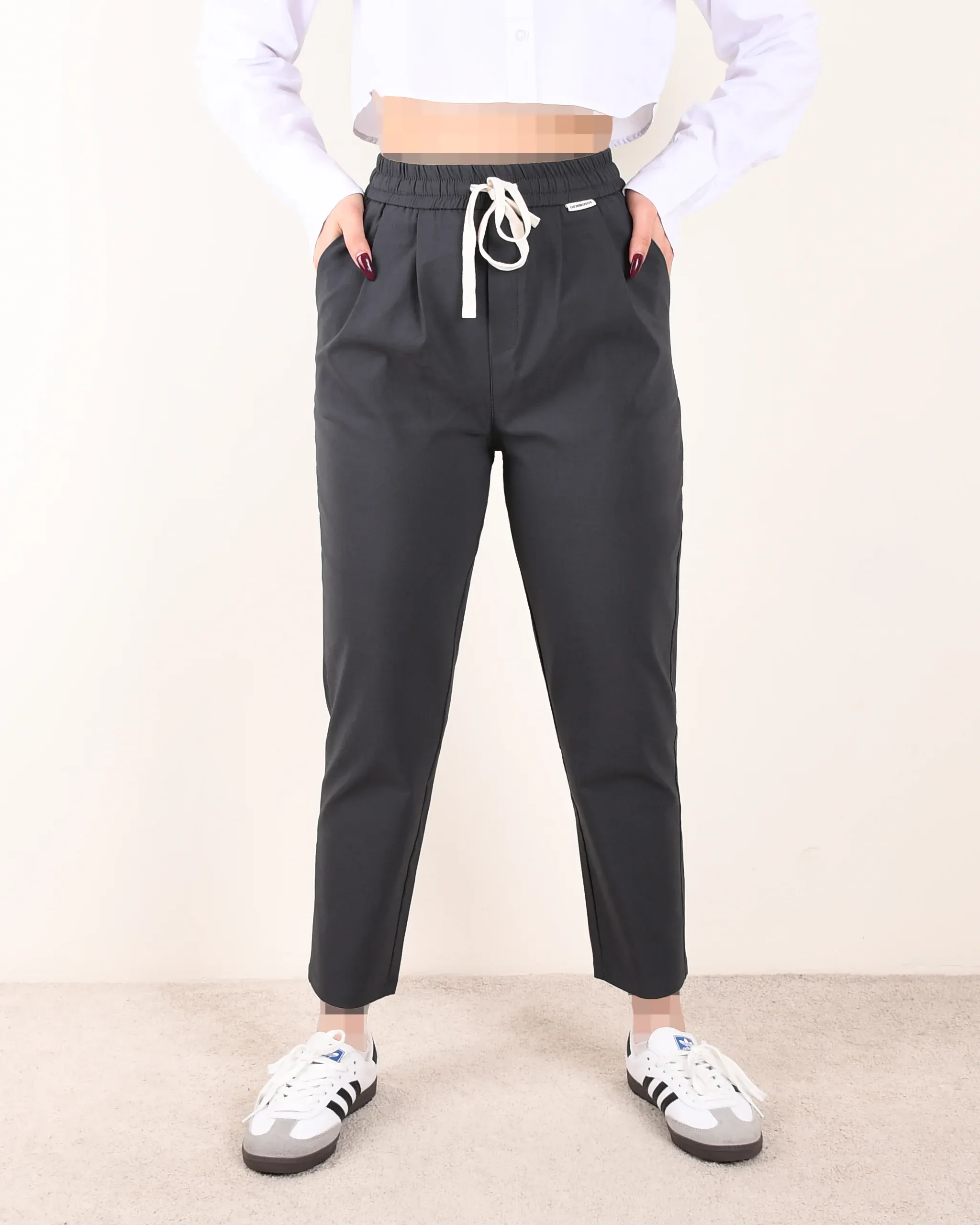 شلوار کتان بند دار H00163