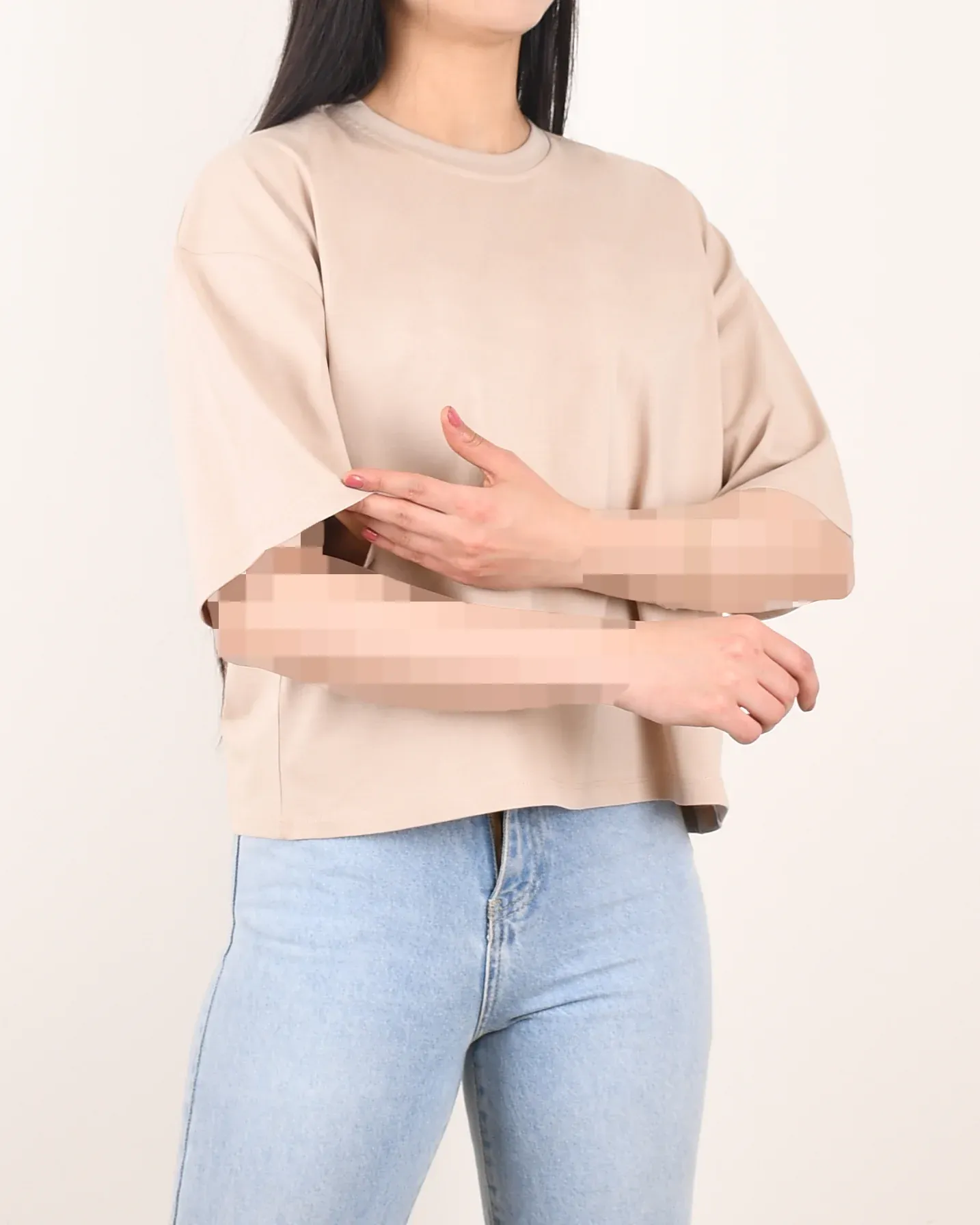 تیشرت کراپ یقه گرد D00117