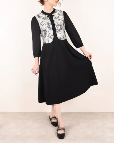 پیراهن مشکی ژیله دار C 00148