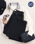 شلوار جین نیم بگ N00305 