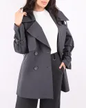 ترنچ کت ماوی L0057 - 6