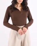 بلوز آستین بلند یقه شکاری L00199 - 2