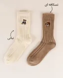 جوراب گلدوزی خرسی 000800 - 2