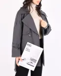 ترنچ کت ماوی L00324 - 2
