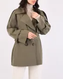 ترنچ کت ماوی L00324 - 4