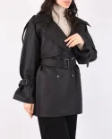 ترنچ کت ماوی L00324 - 6