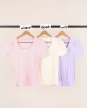 بلوز بافت استین کوتاه L00394 - 4