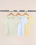 بلوز بافت استین کوتاه L00394 - 5