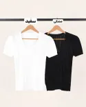 بلوز بافت استین کوتاه L00394 - 6