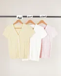 بافت آستین کوتاه  دکمه دار  L00396 - 6