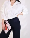 شومیز ساتن جلو گره W0022