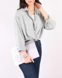 شومیز راه راه پشت دکمه دار G0092
