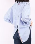 شومیز راه راه پشت دکمه دار G0092 - 5