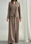 کت و شلوار کمربند دار G00126 - 1