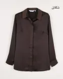 شومیز ساتن دکمه مخفی G00215 - 5