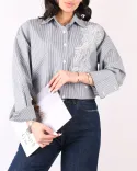 شومیز راه راه گلدوزی  G00395 - 1