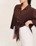 شومیز جلو گره لینن G00475 - 1