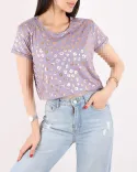 تیشرت کراپ طرحدار G00495 - 3