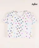 تیشرت کراپ طرحدار G00495 - 6