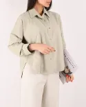شومیز لینن کتان پشت چاک G00507 - 7