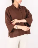 شومیز لینن آستین پاکتی G00514 - 3
