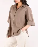 شومیز کتان تک جیب G00554 - 4