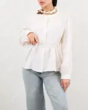 شومیز کمربندی رز W00156 - 2