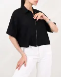 شومیز کراپ جلو زیپ W00162 - 1