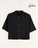 شومیز کراپ جلو زیپ W00162 - 3