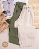 شلوار کمرکش مام استایل لینن R00347 - 3