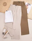 شلوار لینن نیم بگ R00498 - 4