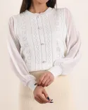 بلوز پاییزه دکمه نما H00189 - 2