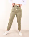 شلوار کتان بند دار H00163 - 1