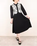 پیراهن مشکی ژیله دار C00148