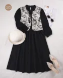 پیراهن مشکی ژیله دار C00148 - 2