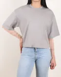تیشرت کراپ یقه گرد D00117 - 1