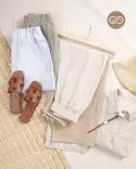شلوار نیم بگ لینن حصیری C00355 - 9